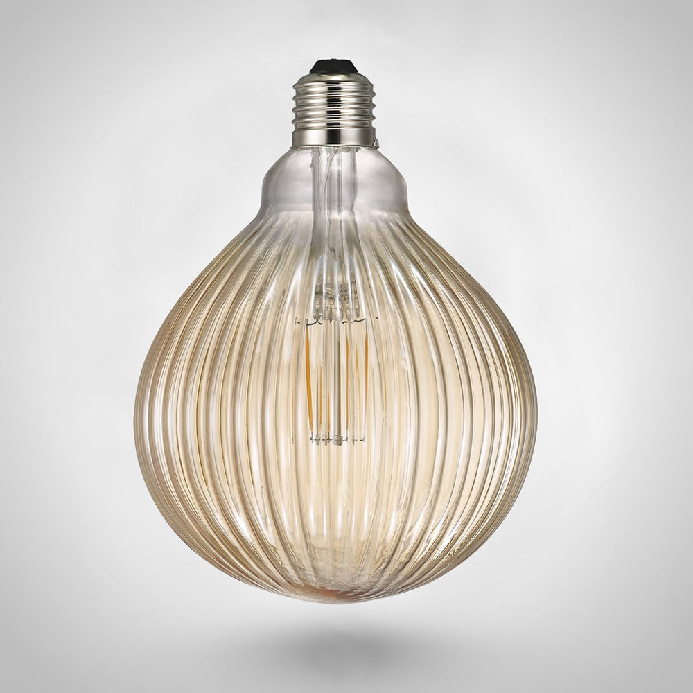 Buy LED Filament Globes Australia Avra Line Stripes G125 LED Filament Globe ES 240V 1.5W Amber Glass 2000K - 1438070