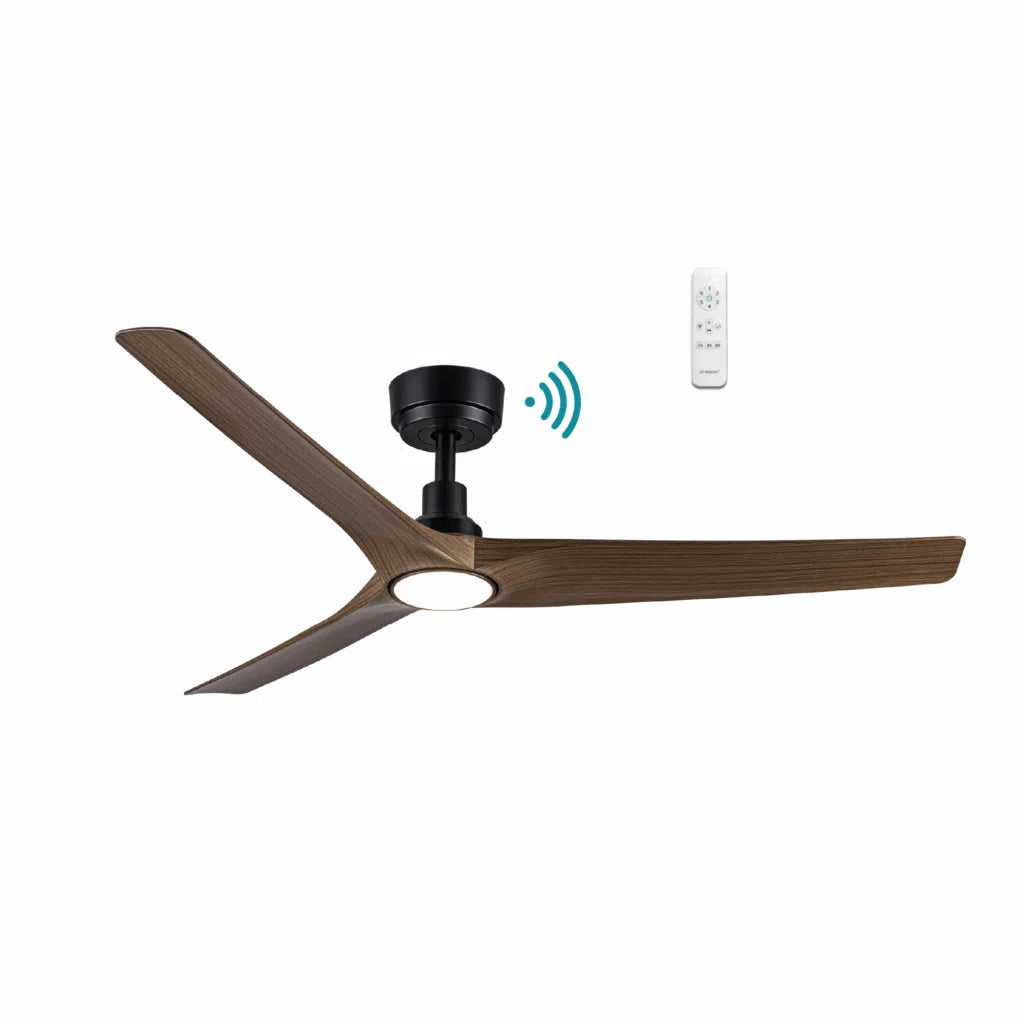 Cordoba DC Ceiling Fan With LED Light 52" 3 Blade Matt Black & Walnut With WIFI Remote - MCDC1333MWN