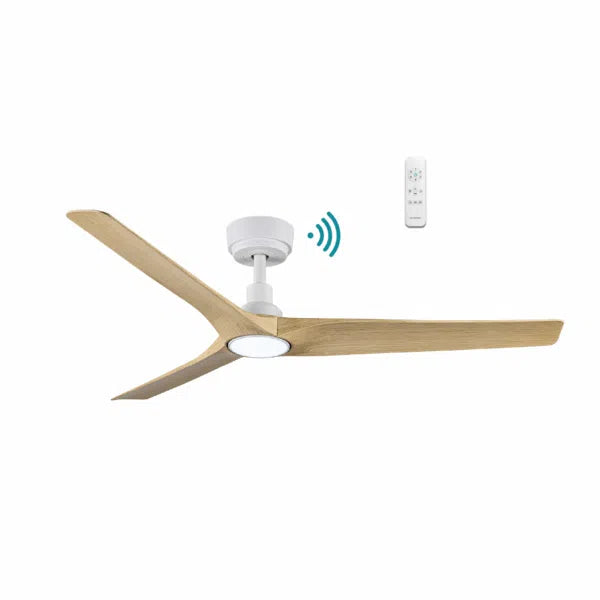 Cordoba DC Ceiling Fan With LED Light 52" 3 Blade Matt White & Oak With WIFI Remote - MCDC1333WO