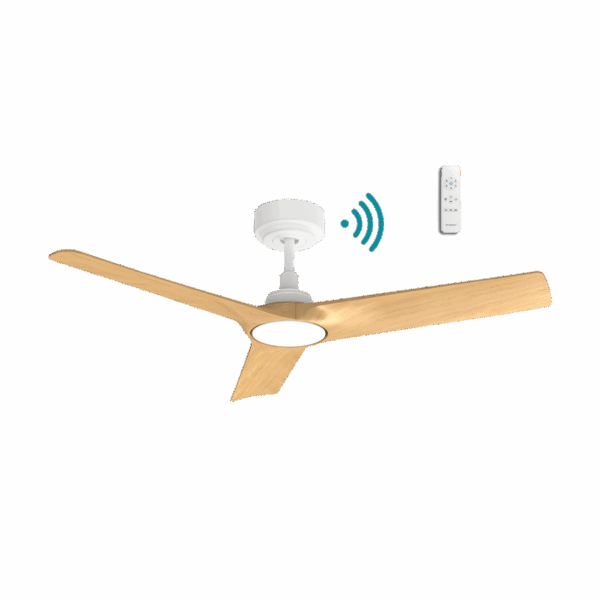 Cordoba DC Ceiling Fan 52" 3 Blade Matt White & Oak With WIFI Remote - MCDC133WO