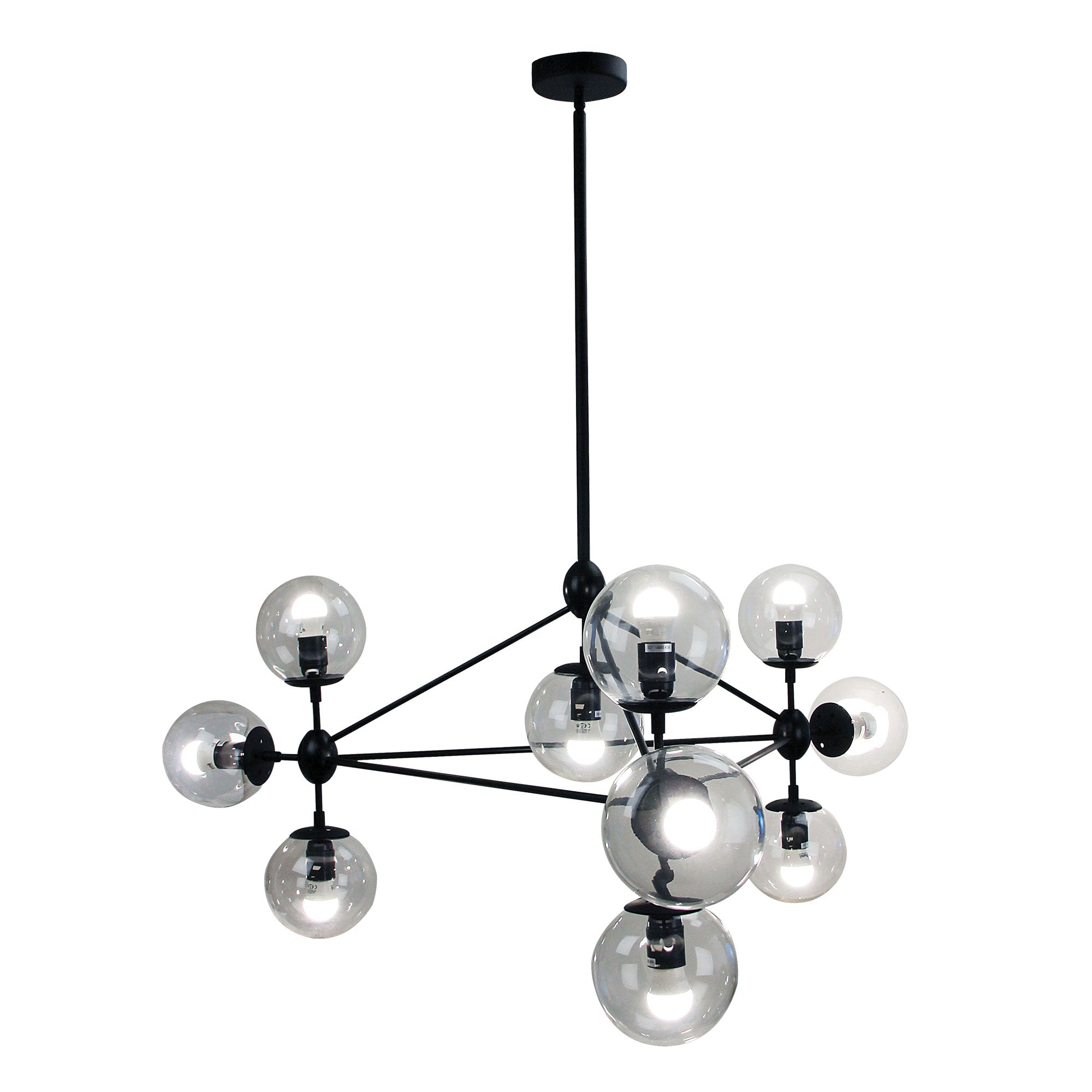 Brockton Pendant Light Black & Clear - MD60221/10BK