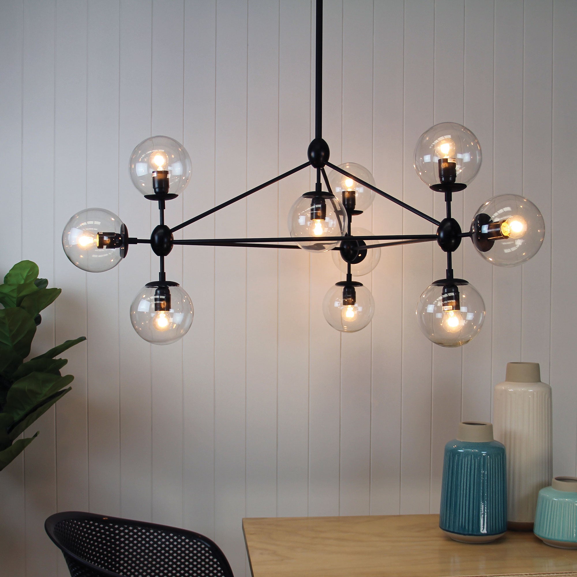 Brockton Pendant Light Black & Clear - MD60221/10BK