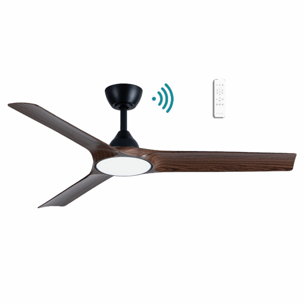 Alpine DC Ceiling Fan With LED Light 52" 3 Blade Matt Black & Walnut With WIFI Remote - MDCA1333MW