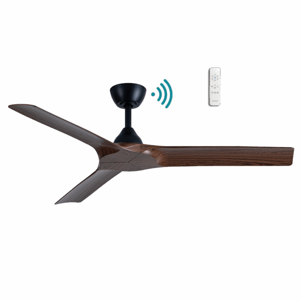 Alpine DC Ceiling Fan 52" 3 Blade Matt Black & Walnut With WIFI Remote - MDCA133MW