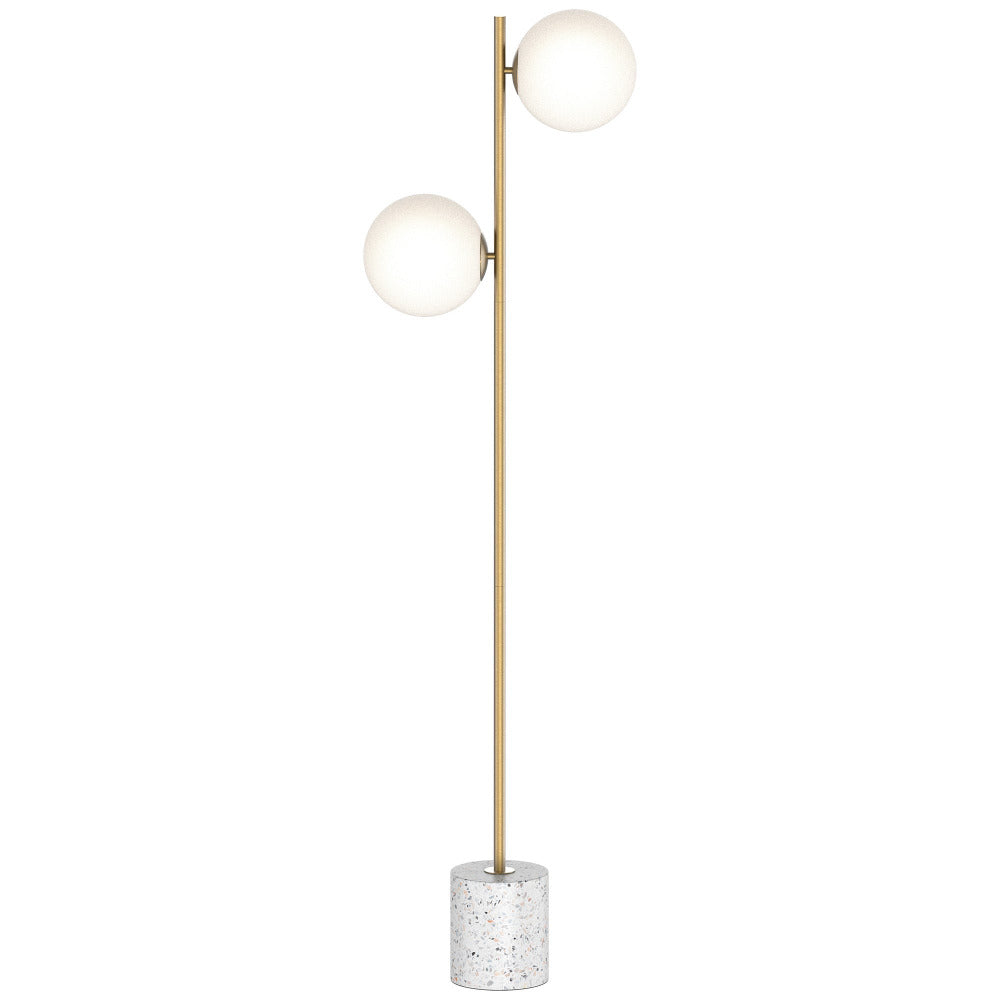 Buy Floor Lamps Australia Sophia Floor Lamp 2 Lights White Glass Brushed Brass Metal - MFL048