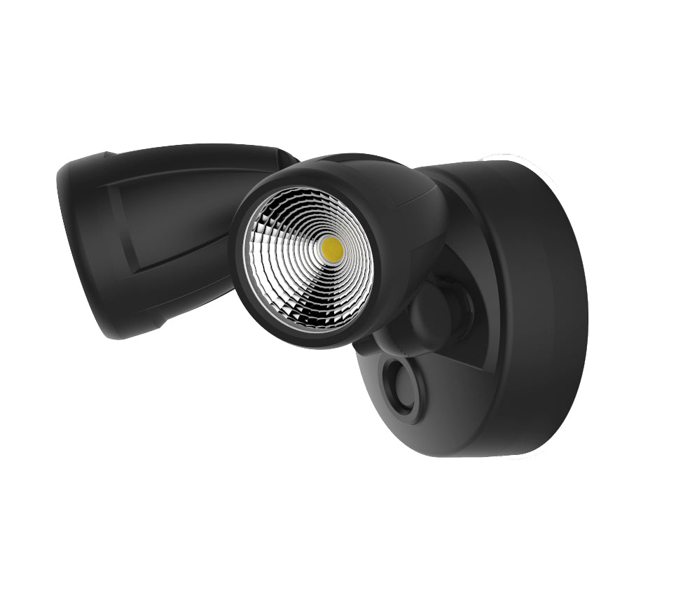 Bandit LED Security Wall Light Double Head 24W TRI Color Matt Black Without Sensor - MLXB3452M