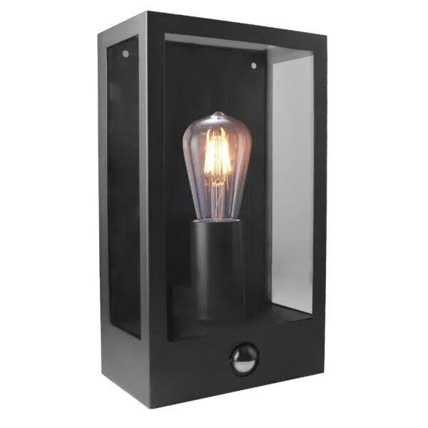 Vancouver Exterior Wall Light with Sensor Matt Black - MLXVE27MS