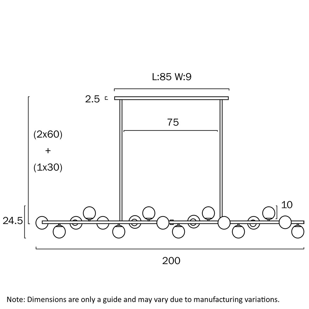 Buy Island Pendant Lights Australia Moran Island Pendant 18 Lights Black Metal / Smoke Glass - MORAN PE18-BKSM