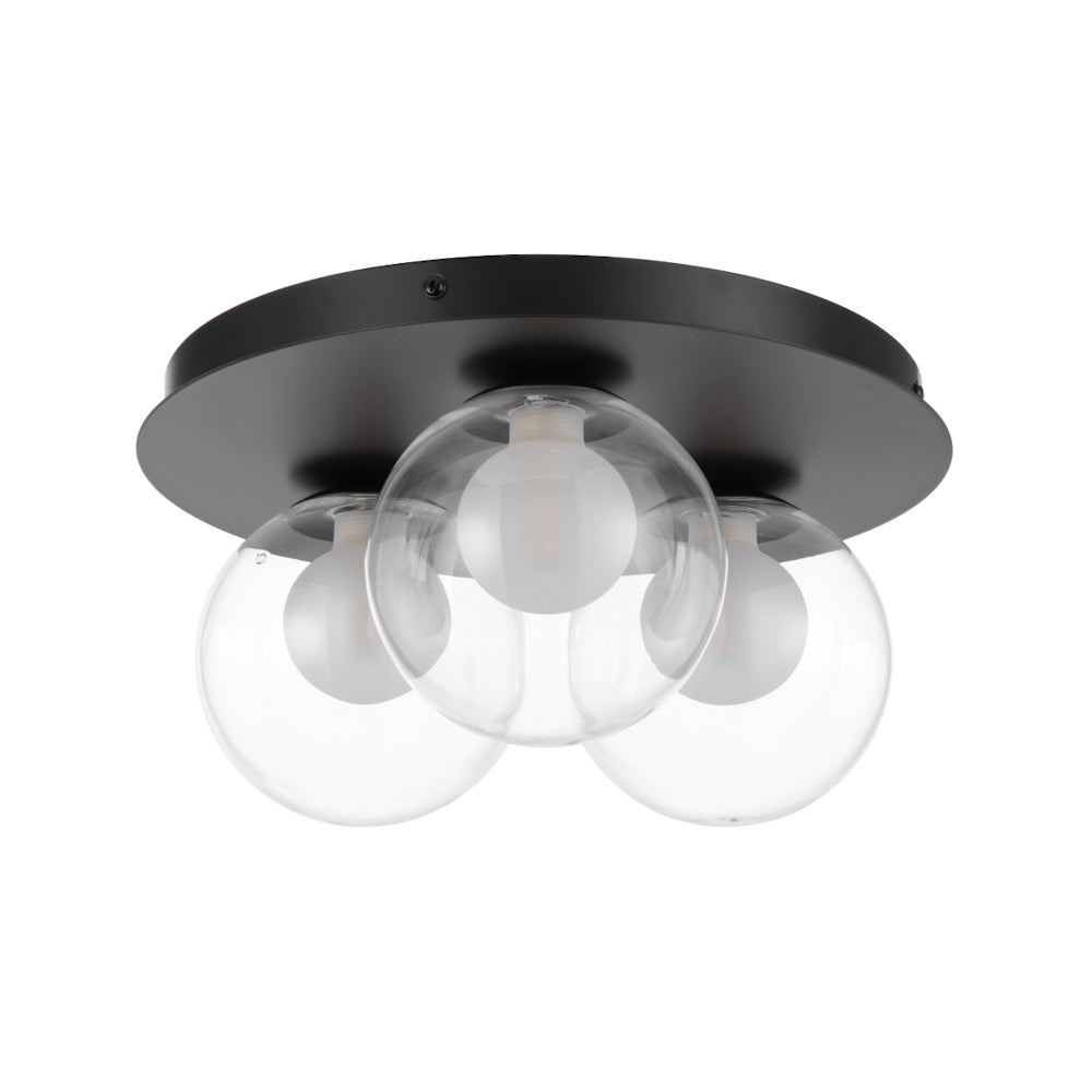 Mosari 3 Light Flush Mount Light Black Matt & Clear Opal - MOSARI CTC3-BK