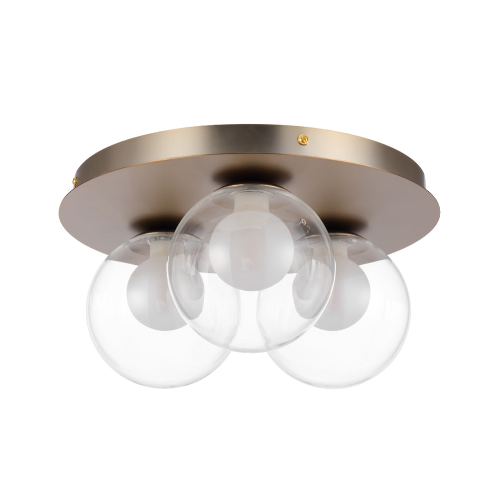 Mosari 3 Light Flush Mount Light Gold Matt & Clear Opal - MOSARI CTC3-GD