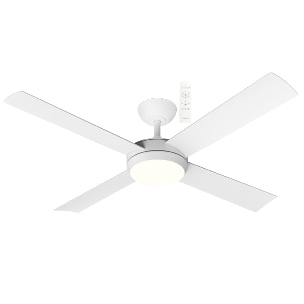 Quantum DC Ceiling Fan With LED Light 52" 4 Blade Matt White With Remote - MQDC1343WR