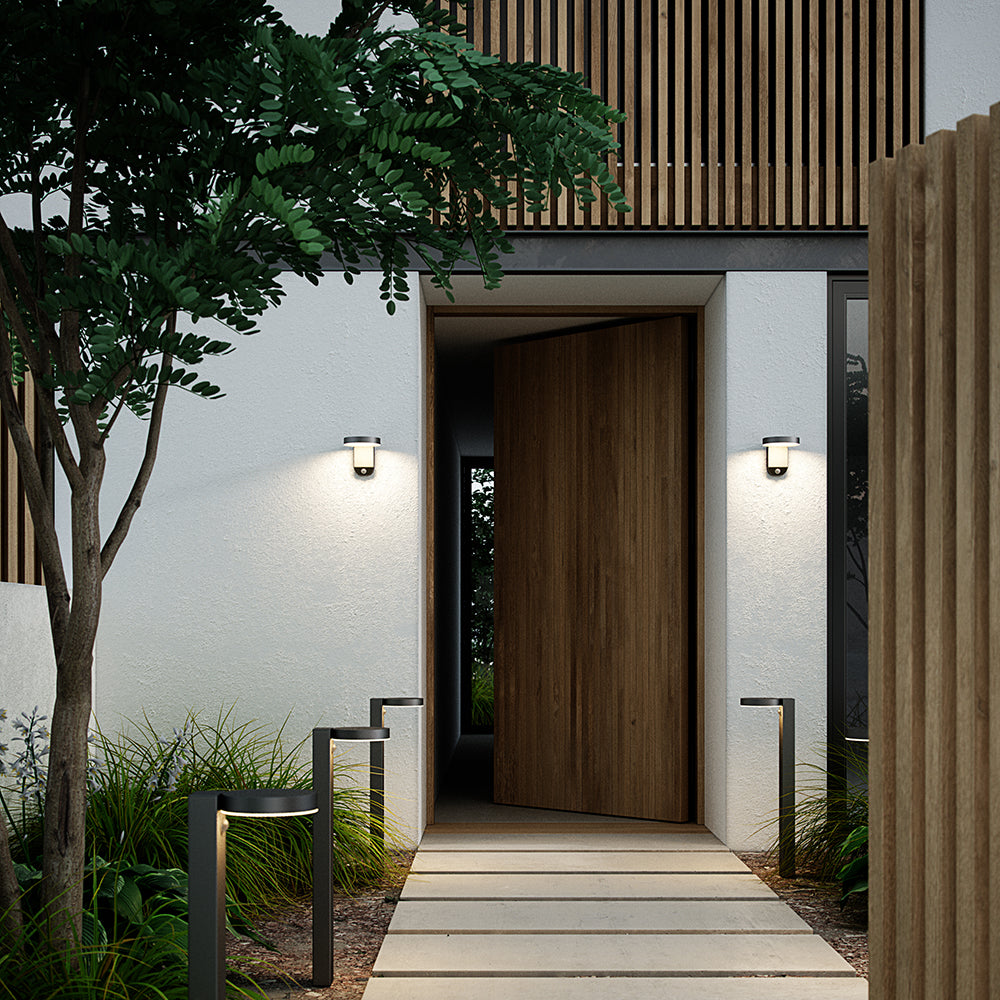 Buy Solar Lights Australia Rica Round Solar Wall Light With Sensor 12V Black Plastic 3000K - 2118141003