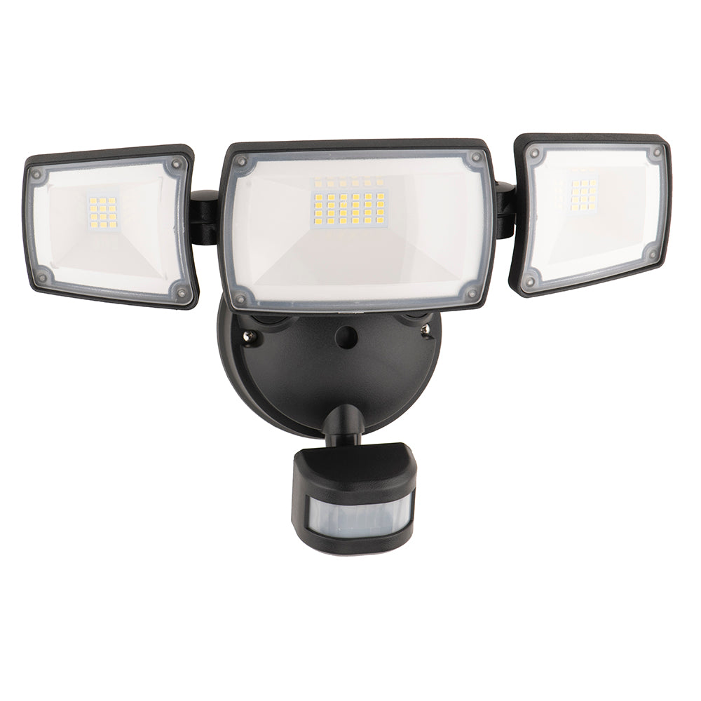 Buy Flood Lights Australia Onyx LED Flood 3 Lights With Sensor Black Aluminum 5700K - MXD6923BLK-SEN