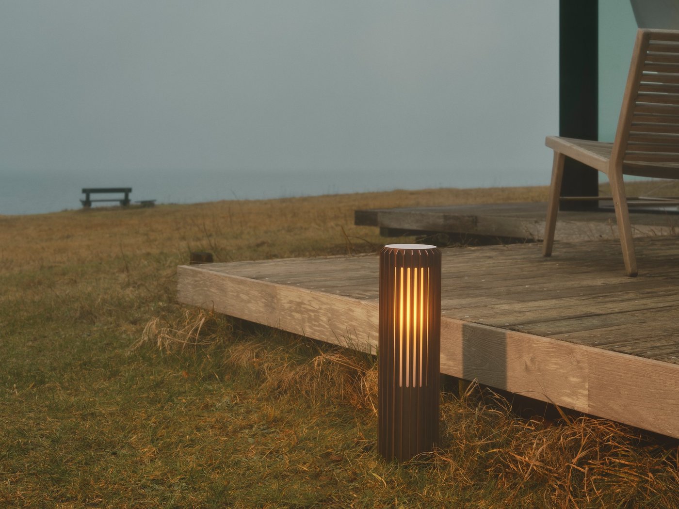 Aludra Small Aluminium Garden Bollard Light Seaside Metallic Brown - 2118028261