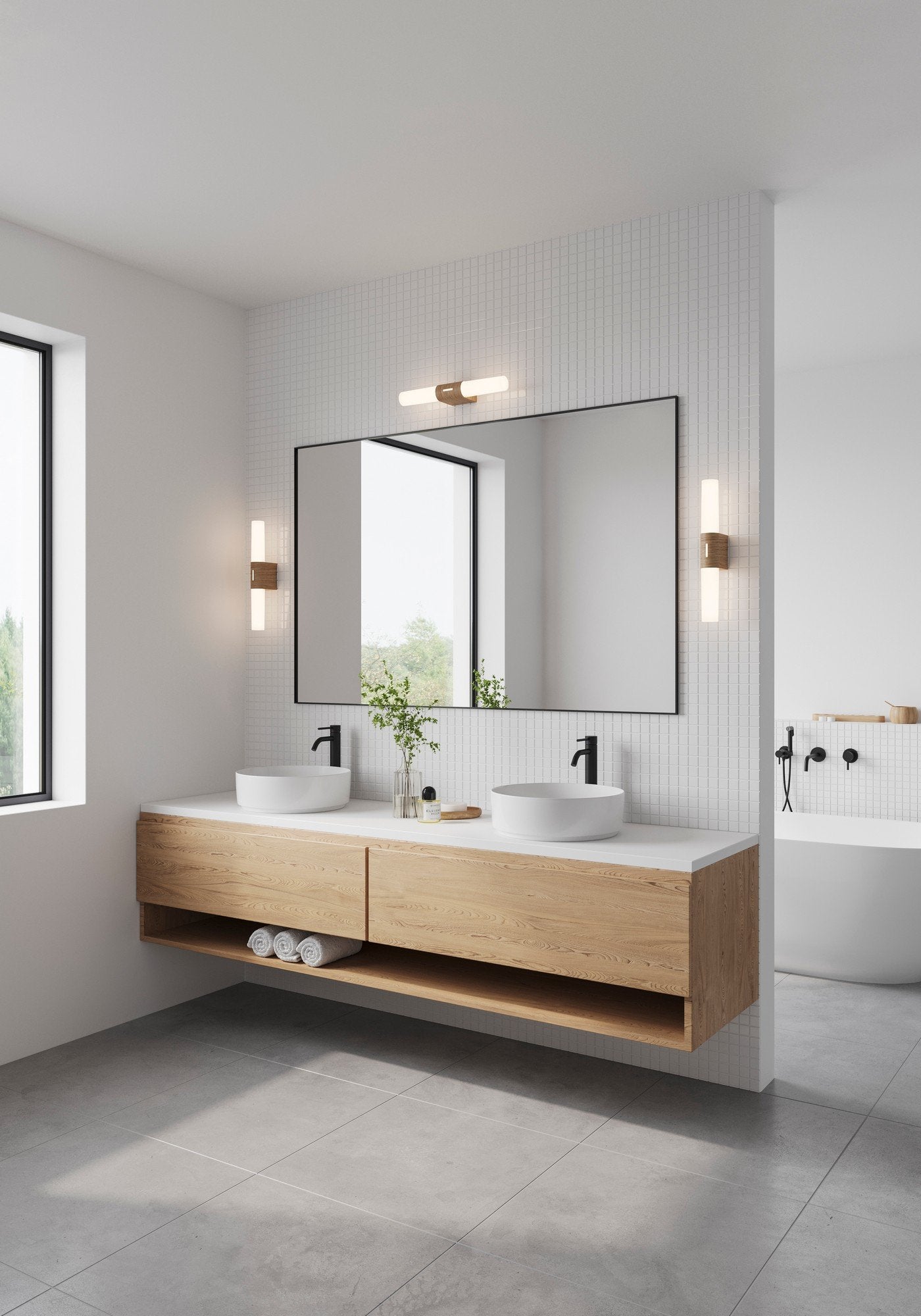 Helva Double Basic LED Wall Light Wood Foil - 2015311004