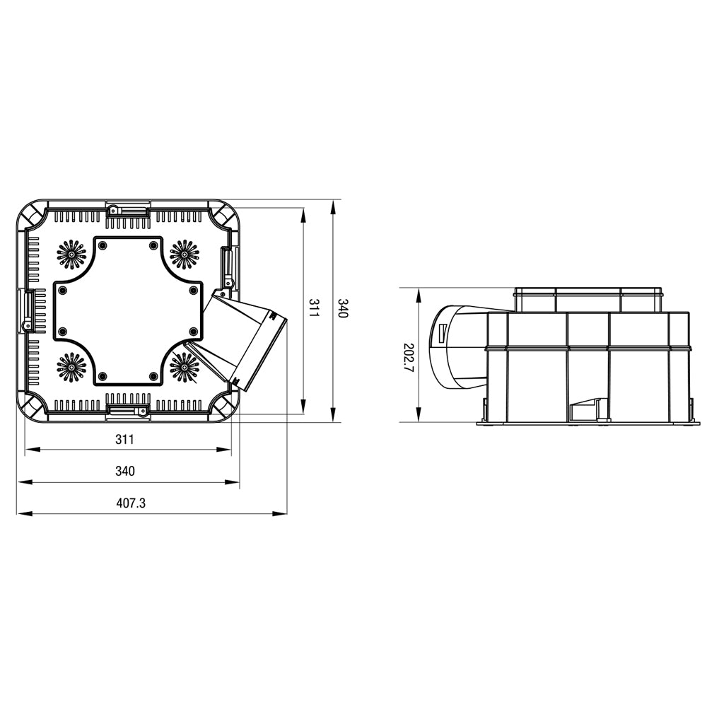 Forme 4 Heat 3 in 1 Bathroom Heater Exhaust Fan & 10W Tricolour LED Downlight White - MBHF4LW