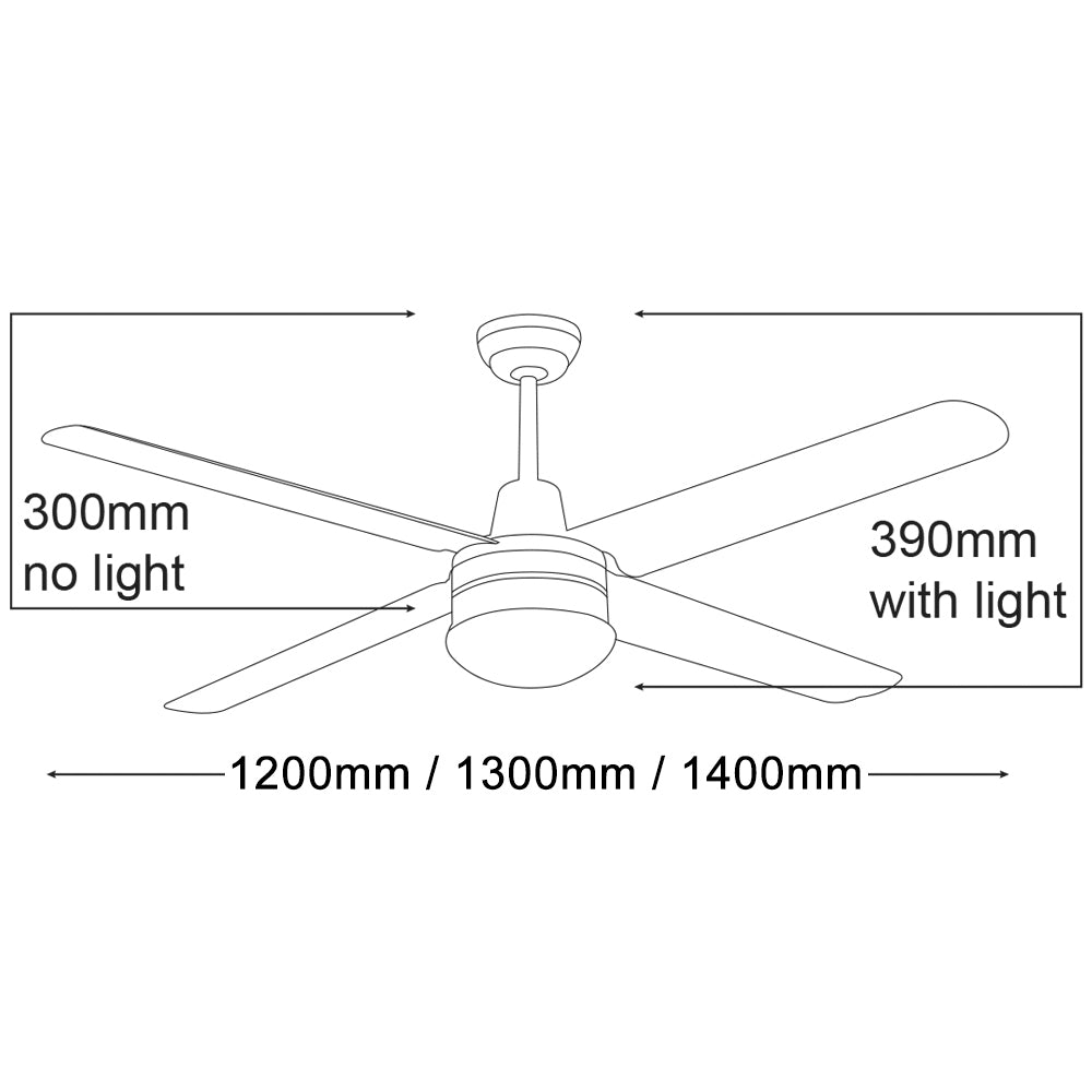 Precision 48" 4 Blade Ceiling Fan Only Full 316 Stainless Steel - MPF3162SS