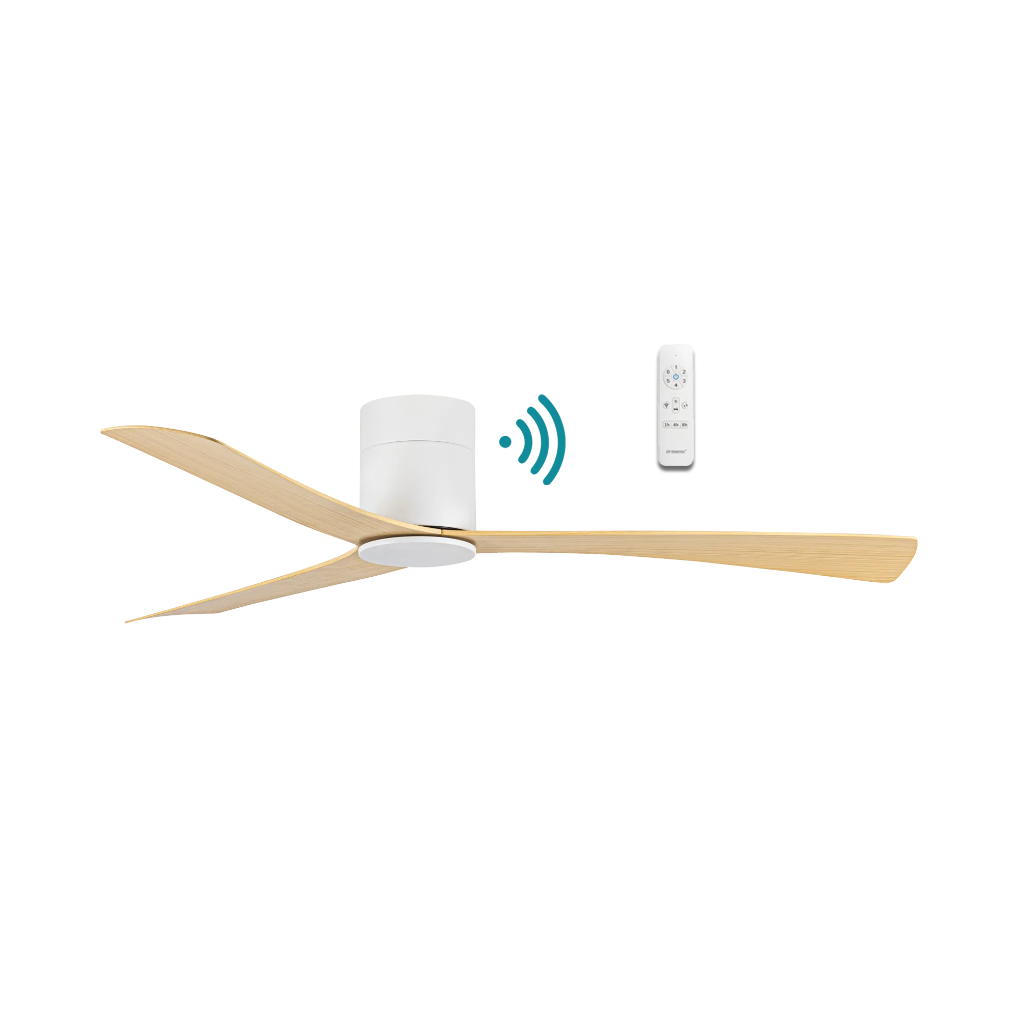 Metro DC Ceiling Fan 52" 3 Blade White & Oak With WIFI Remote - MDCM133WO