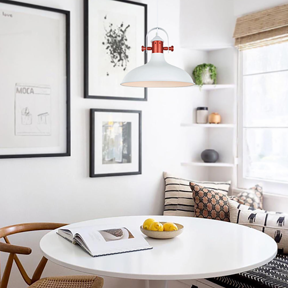 Buy Pendant Lights Australia NARVIK White Dome With Copper Highlight 1 Light Pendant - NARVIK1