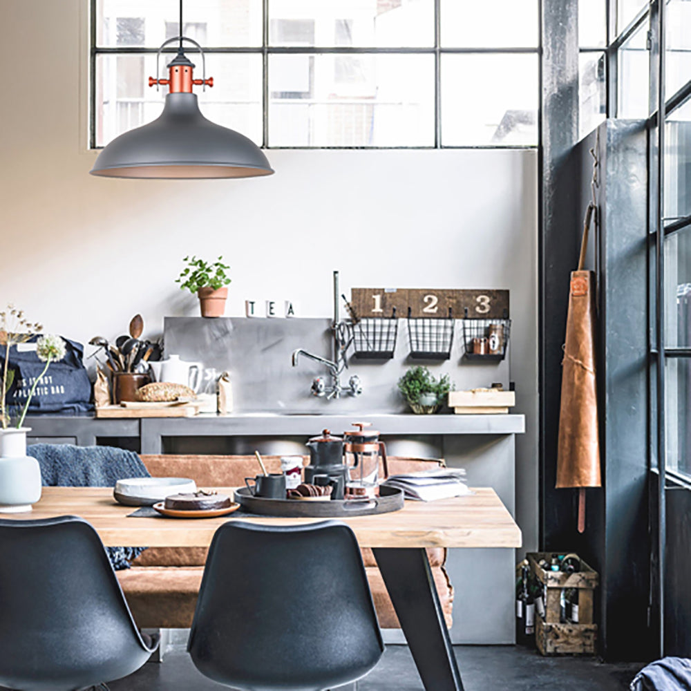 Buy Pendant Lights Australia NARVIK Grey Dome With Copper Highlight 1 Light Pendant - NARVIK3