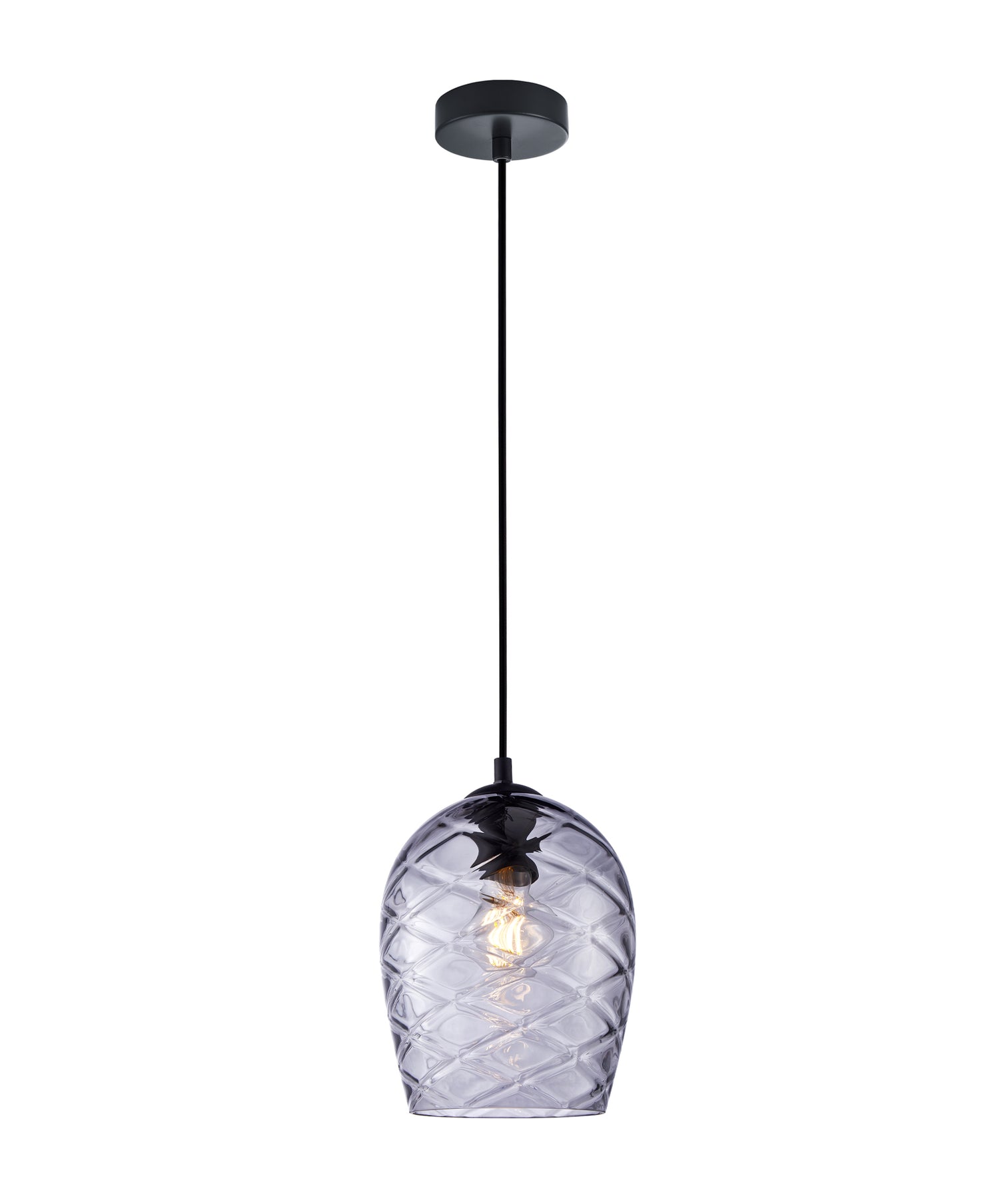 Neta Wine Glass Shade Segmented Pendant Smokey Black - NETA1