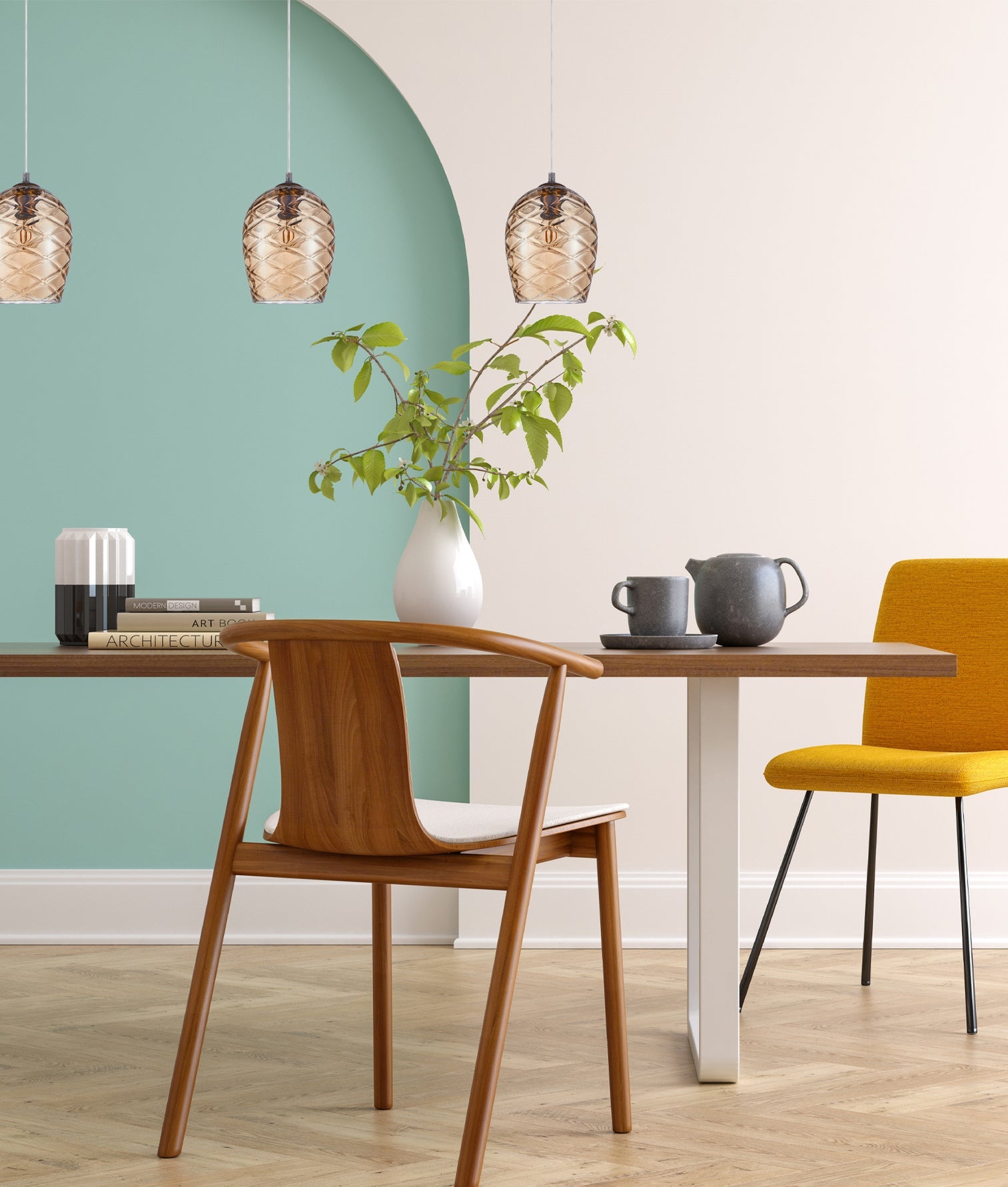 Neta Wine Glass Shade Segmented Pendant Coffee - NETA3