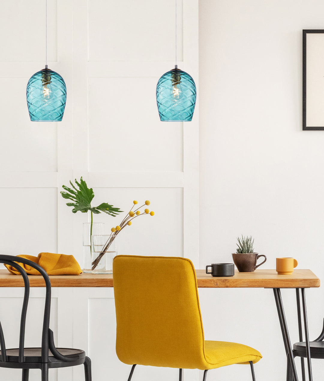 Neta Wine Glass Shade Segmented Pendant Blue - NETA4