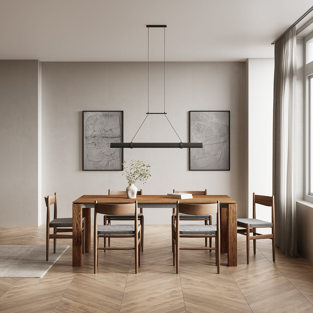 Niro Linear LED Pendant Light 30W 2700K Aged Gold & Walnut - ARO.C1314/ORO