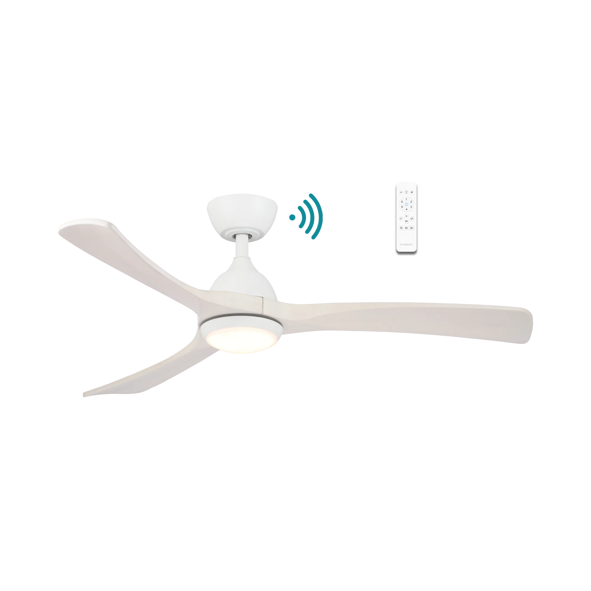 Norfolk DC Ceiling Fan With LED Light 56" 3 Blade Matt White & White Wash With WIFI Remote - MNDC1433WW