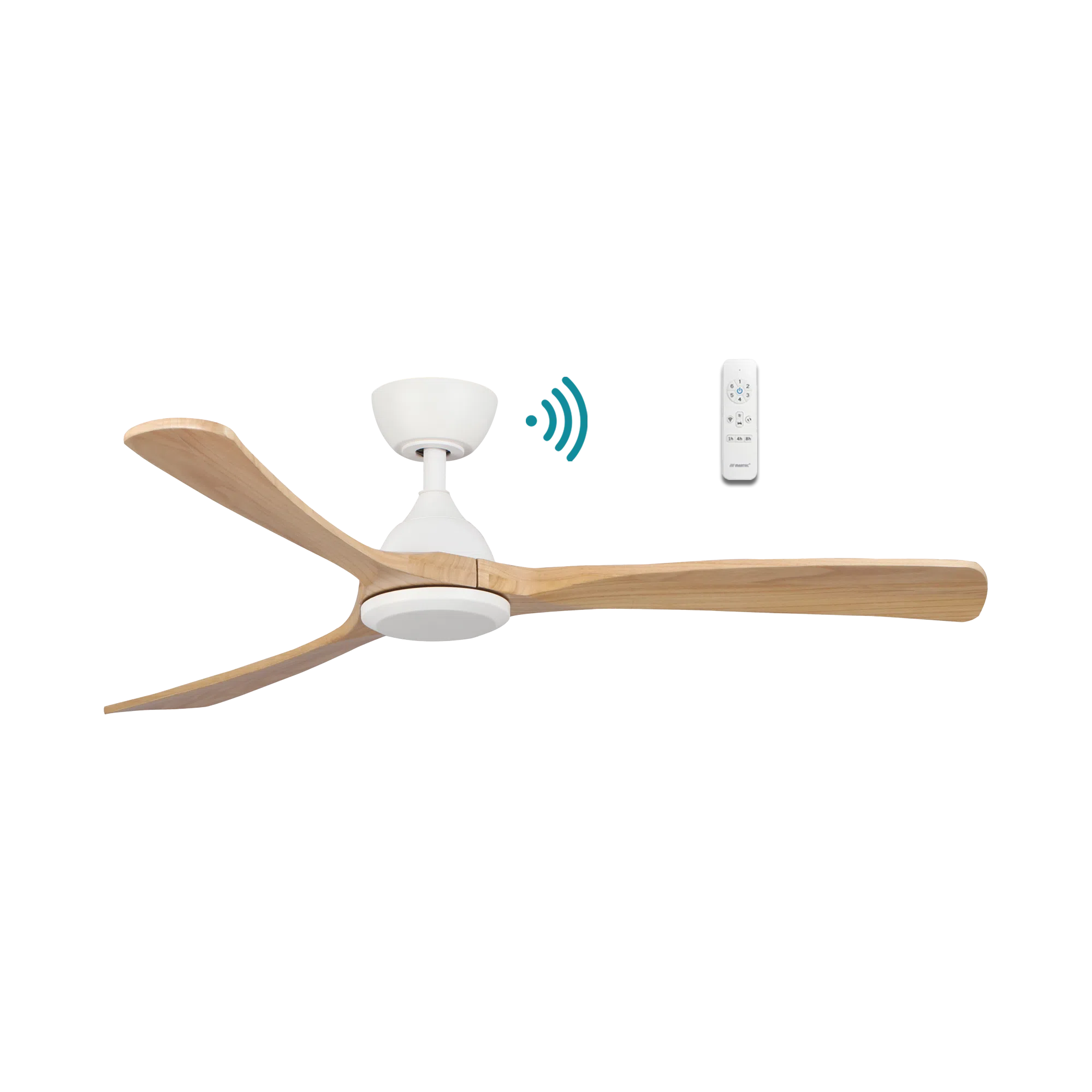 Norfolk DC Ceiling Fan 56" 3 Blade Matt White & Natural With WIFI Remote - MNDC143WN