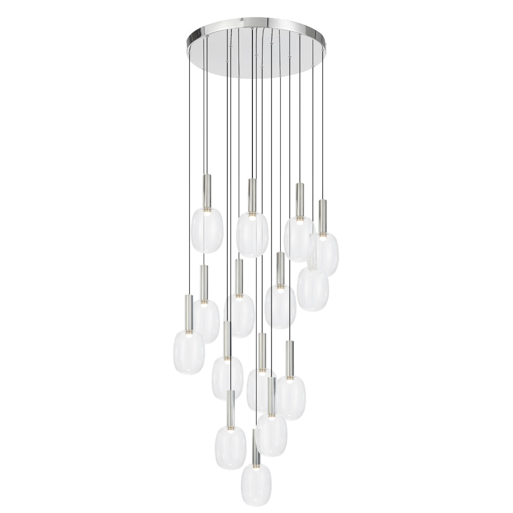 Obris 15 Light LED Pendant Light 45W 3000K Chrome & Clear - OBRIS PE15-CHCL