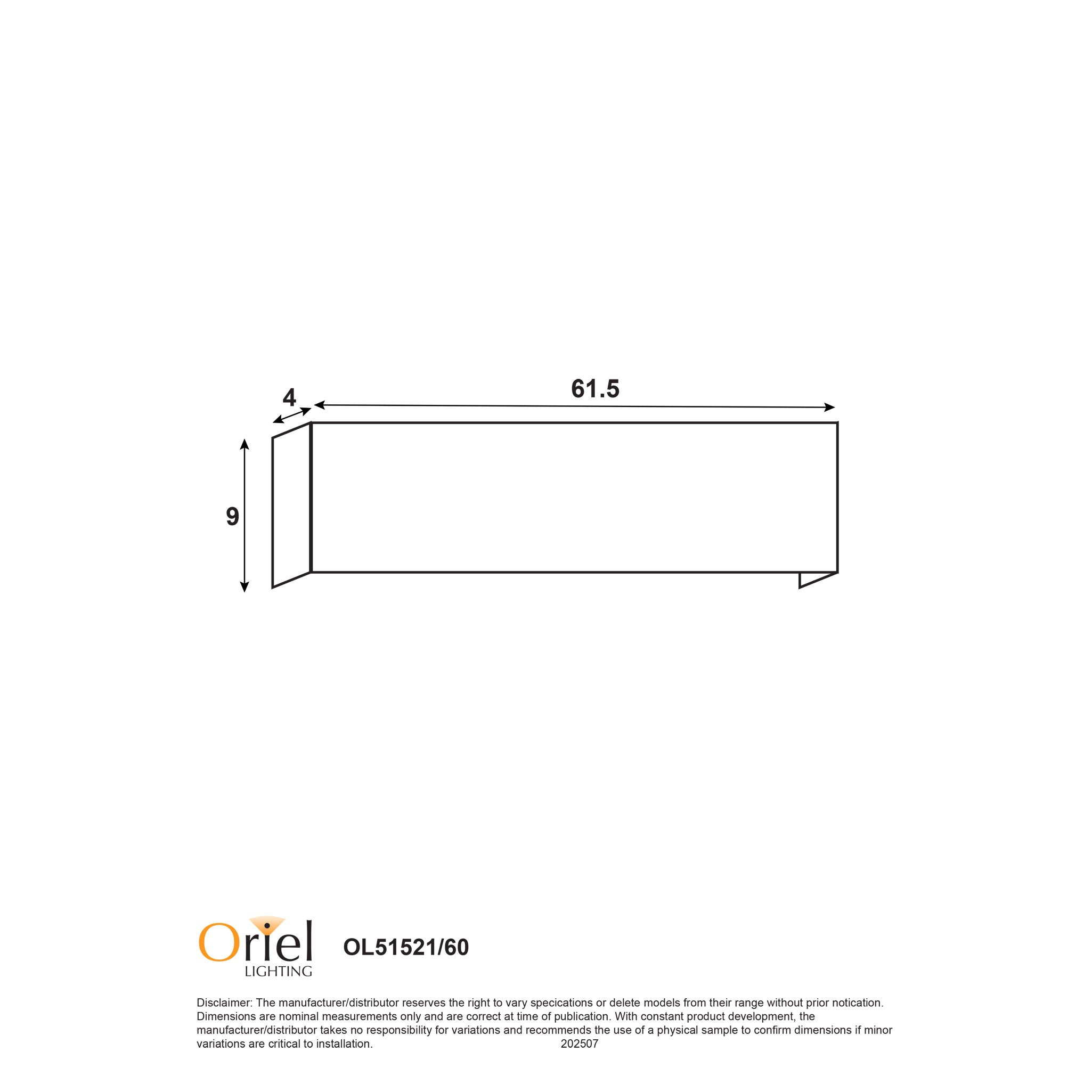Rafter LED Wall Light 24W TRI Colour Black - OL51521/60BK