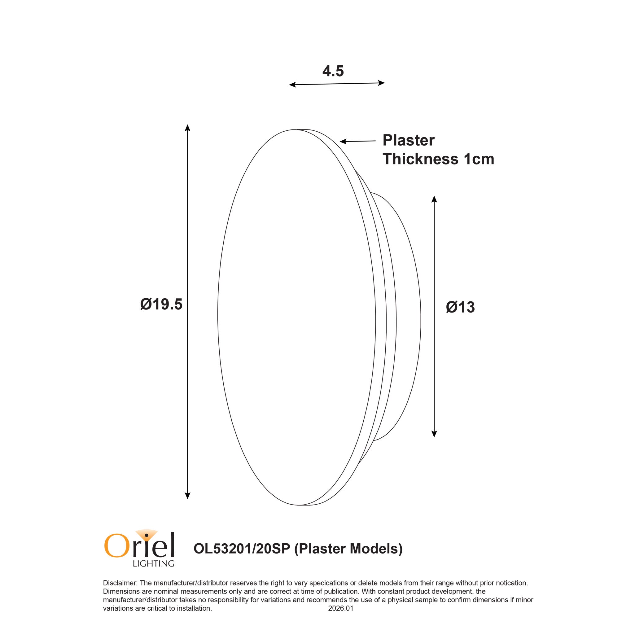 Dot 20 LED Scalloped Plaster Wall Light 8W Tri Colour White - OL53201/20SP