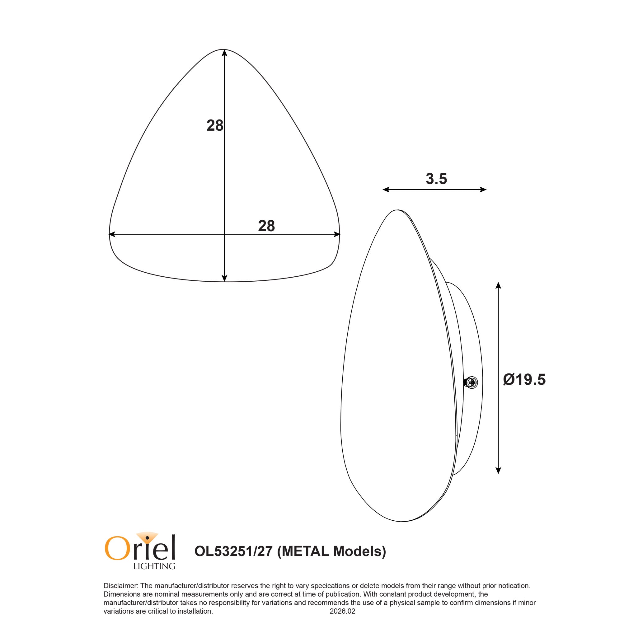 Reul LED Wall Light 14W Tri Colour White - OL53251/27WH
