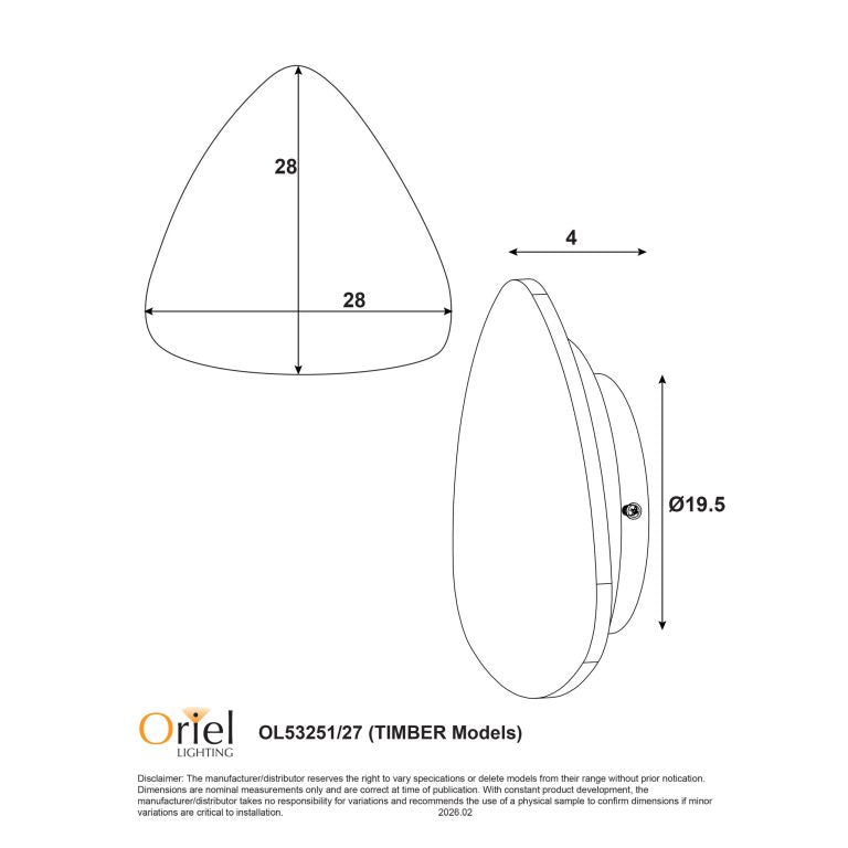 Reul LED Wall Light 14W Tri Colour Natural - OL53251/27NAT