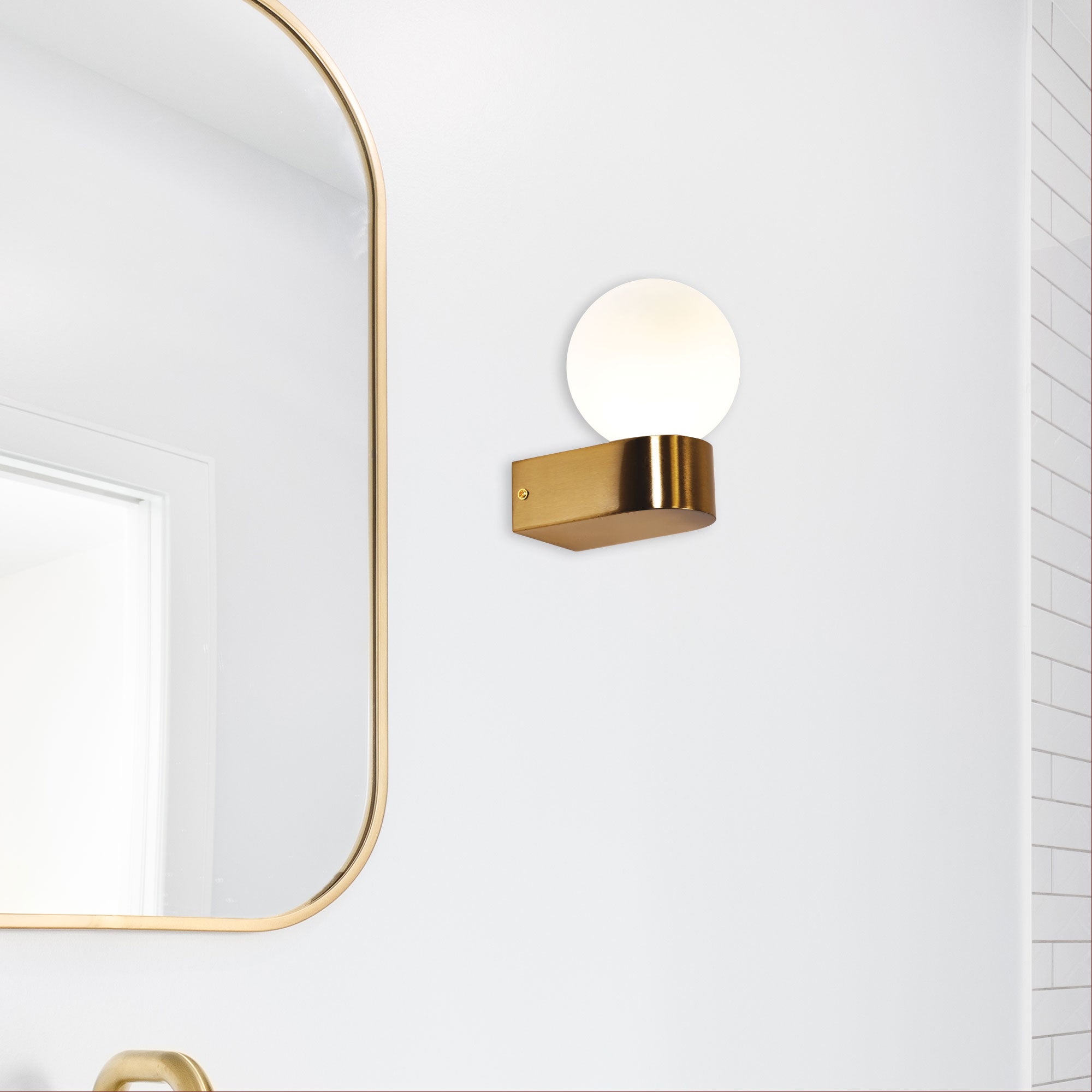 Minne LED Vanity Light 7W Satin Brass & Opal Matt - OL54251SB