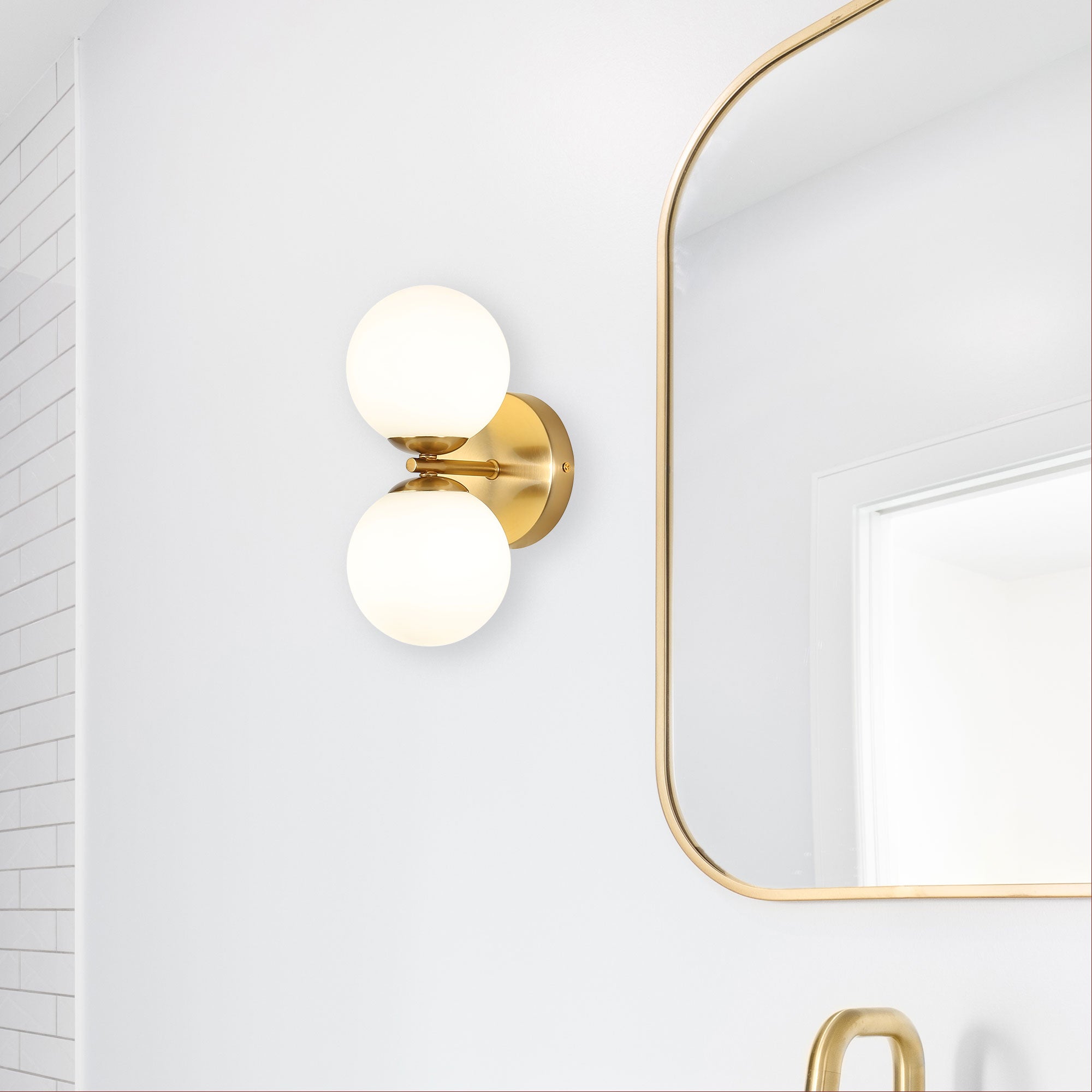 Oberon LED Wall Light 4W 4000k Satin Brass & Opal Matt - OL54292SB
