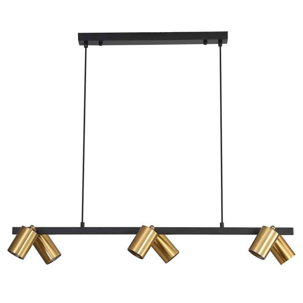 Buy Island Pendant Lights Australia BRIDGE Island Pendant 6 Lights Black / Satin Brass - OL56013/6SB