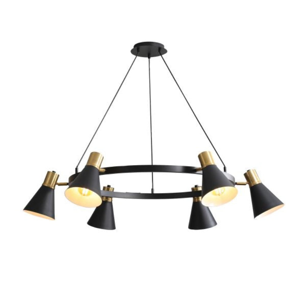 NORBERT Chandelier 6 Lights Black & Satin Brass - OL56216/6SB