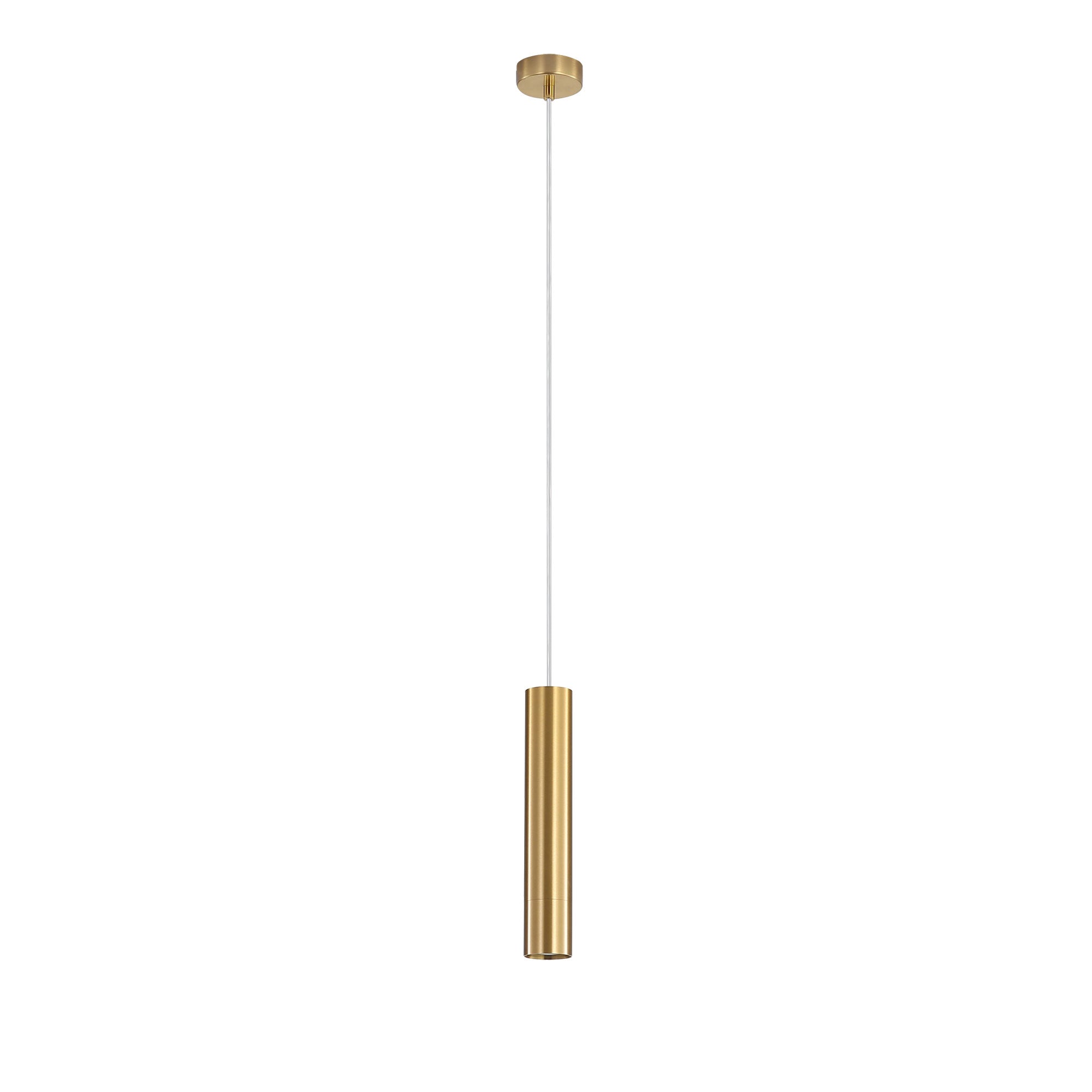 Tig Sleek Cylindrical Pendant Light Satin Brass - OL60175SB