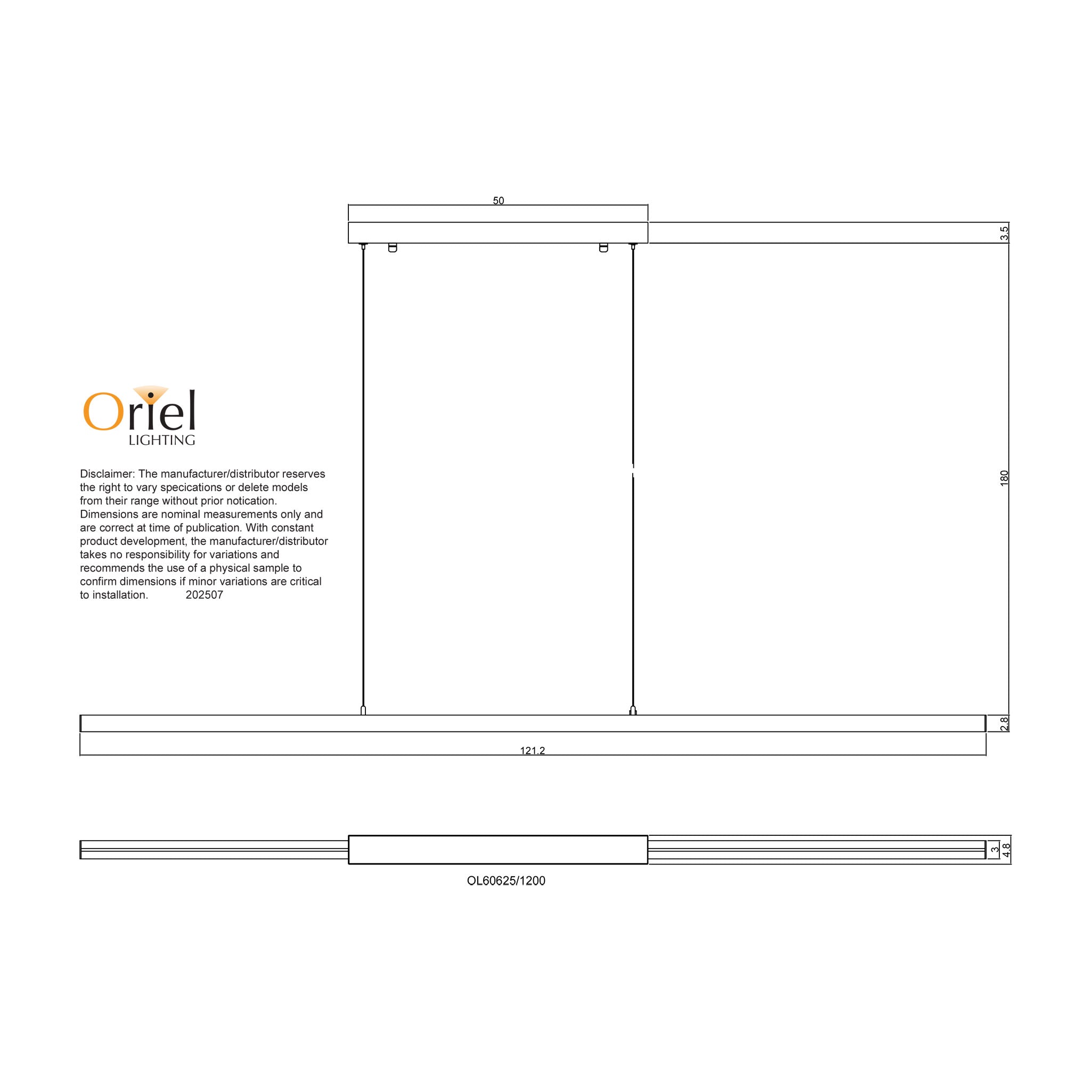 Shard LED 1200mm Pendant Light 24W Tri Colour Black - OL60625/1200BK