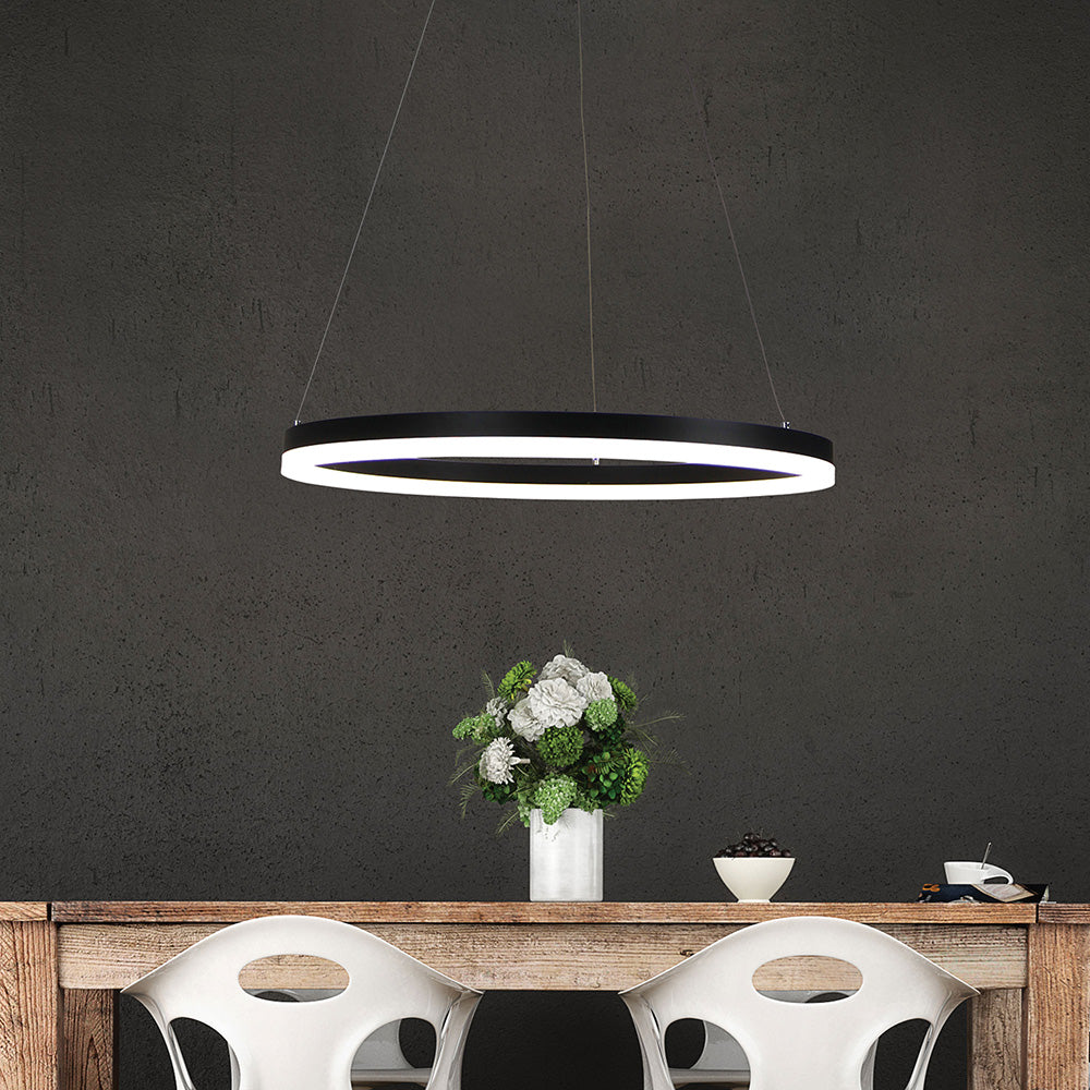 Buy LED Pendants Australia Cronus Ring LED Pendant W600mm Black Metal 3CCT - OL60634/60BK