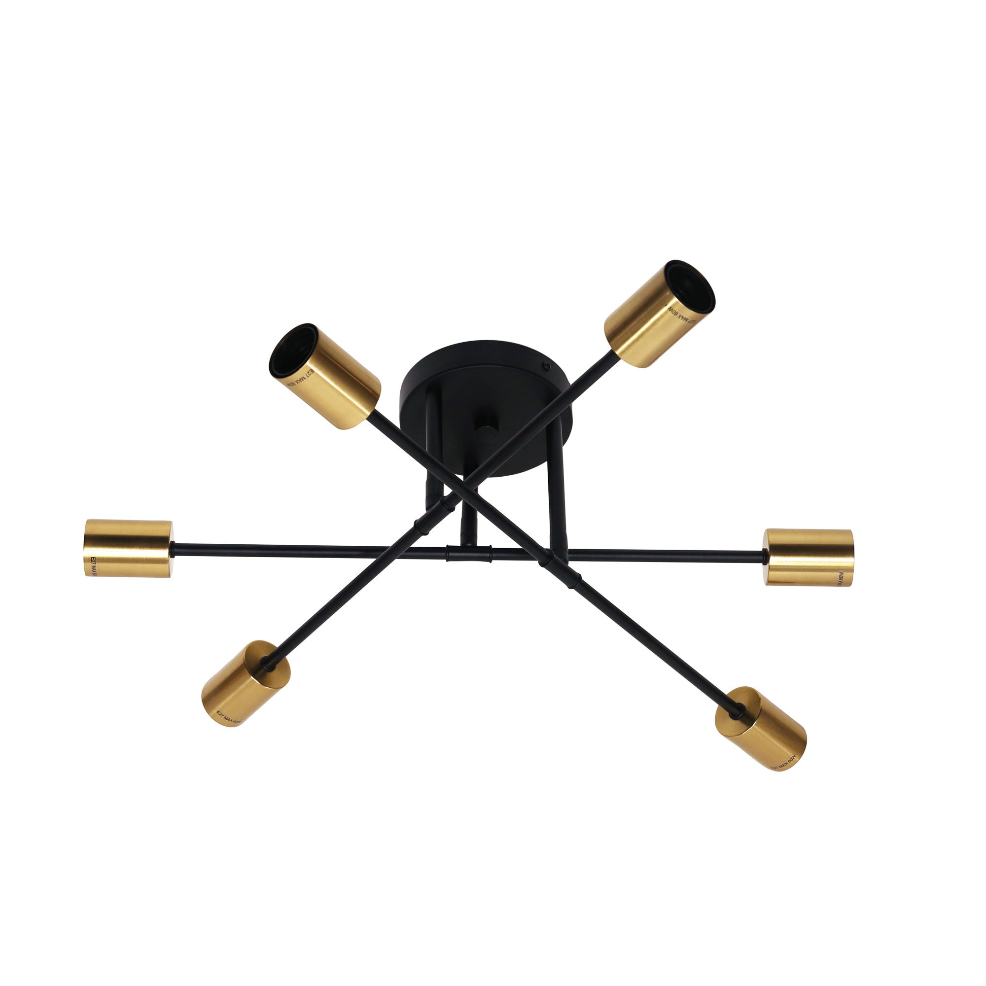 Muna 6 Light Semi Flush Mount Light Satin Brass & Black - OL63296SB