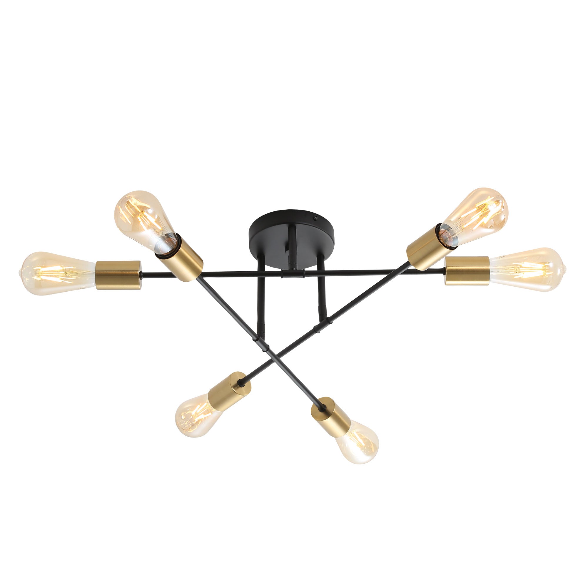 Muna 6 Light Semi Flush Mount Light Satin Brass & Black - OL63296SB