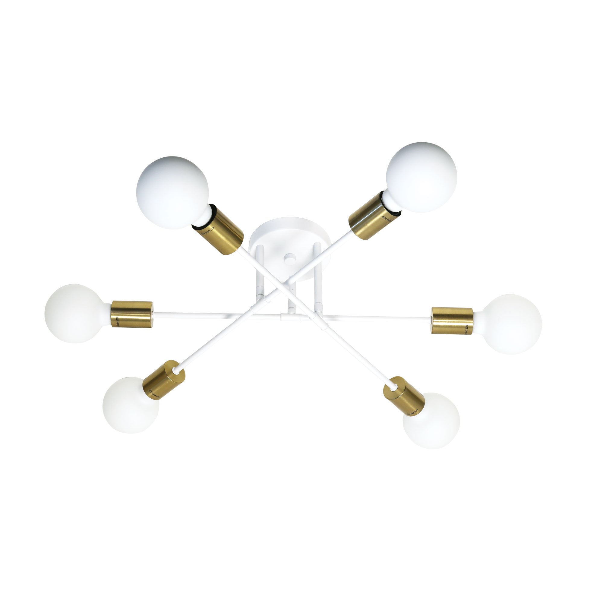 Muna 6 Light Semi Flush Mount Light Satin Brass & White - OL63296SW