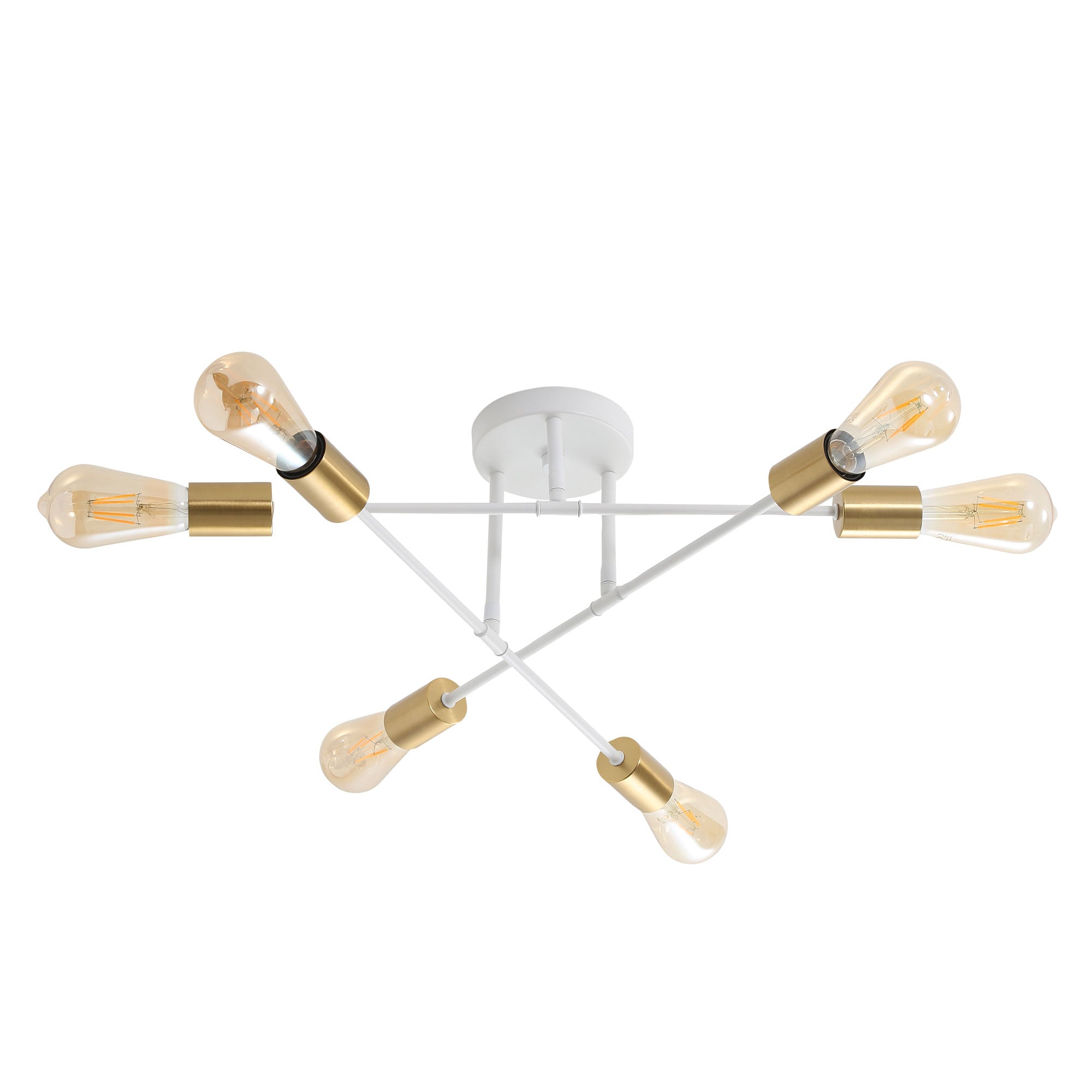 Muna 6 Light Semi Flush Mount Light Satin Brass & White - OL63296SW
