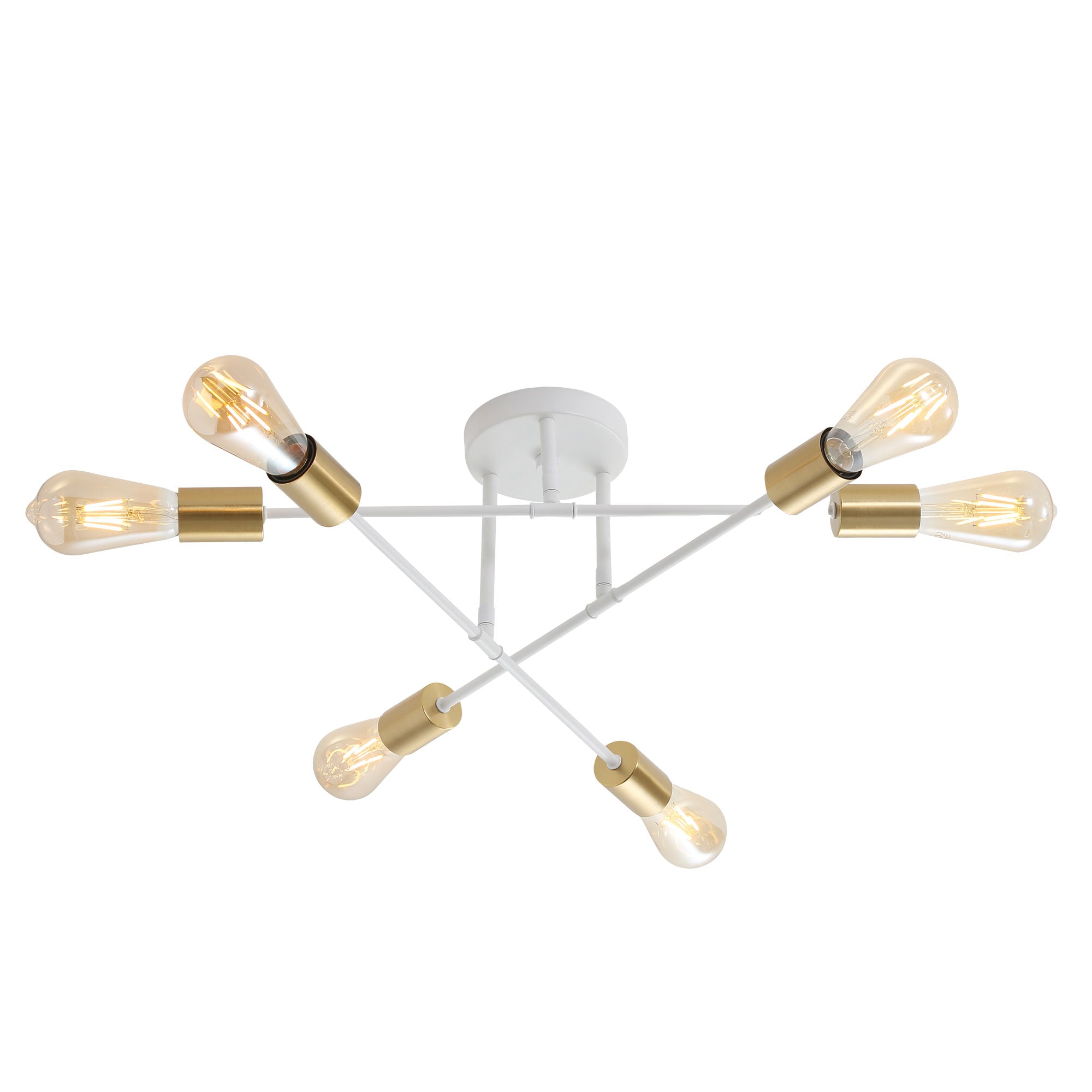 Muna 6 Light Semi Flush Mount Light Satin Brass & White - OL63296SW