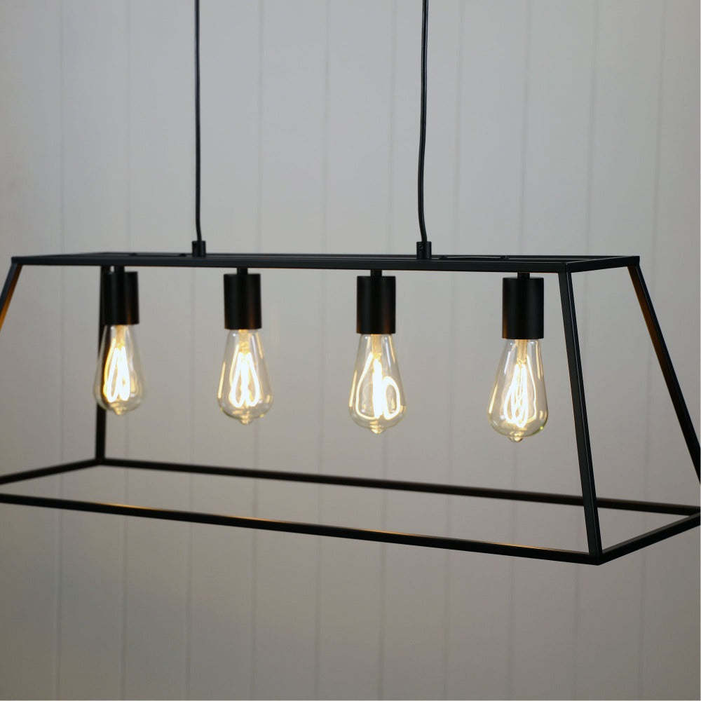 Buy Island Pendant Lights Australia WAINSCOTT Island Pendant 4 Lights Black - OL63744BK