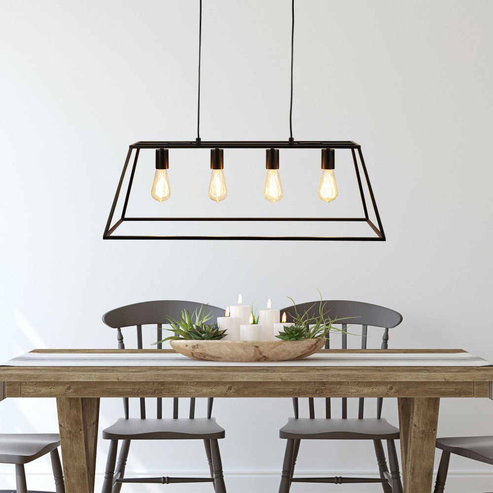 Buy Island Pendant Lights Australia WAINSCOTT Island Pendant 4 Lights Black - OL63744BK