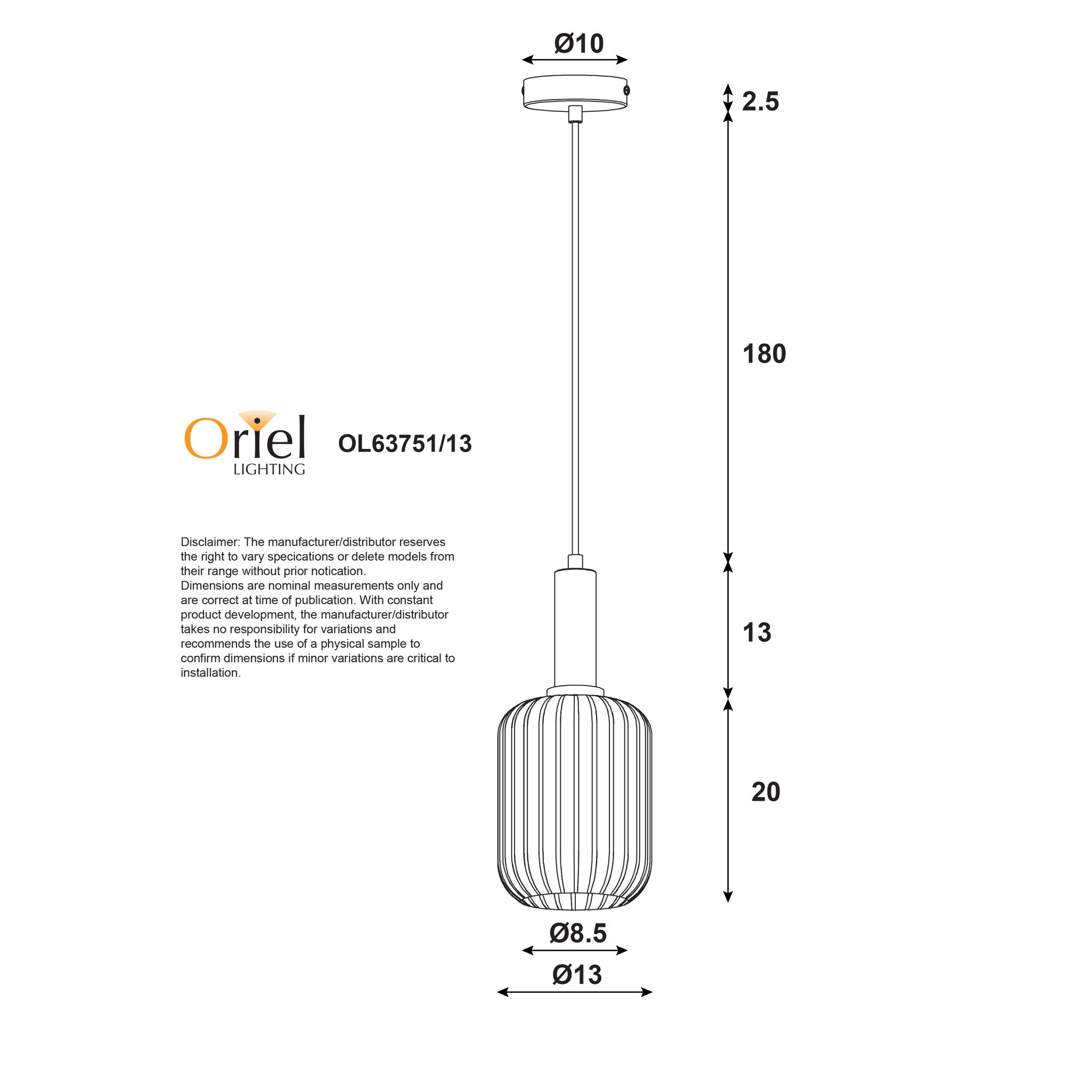 Luxe Pendant Light Amber - OL63751/13AM